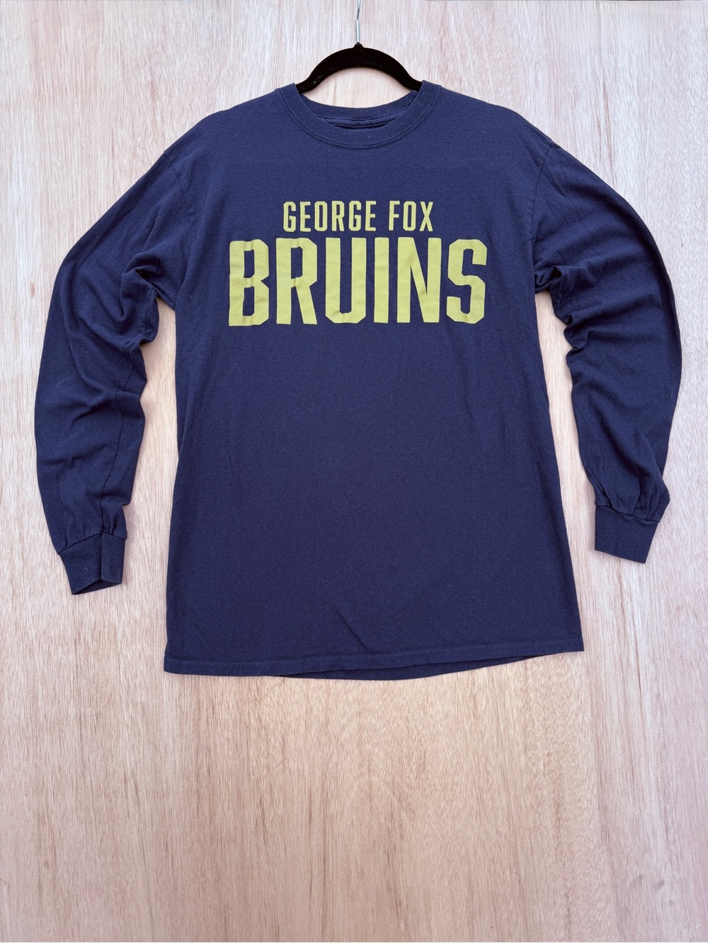 George Fox University Bruins Long-Sleeve Tee Navy Yellow Medium - Picture 2 of 7
